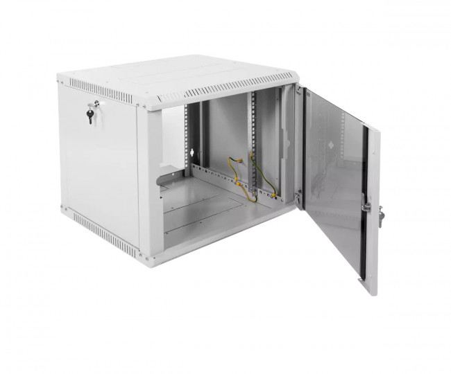 Шкаф телекоммуникационный настенный разборный ЭКОНОМ 9U (600 × 520) дверь стекло