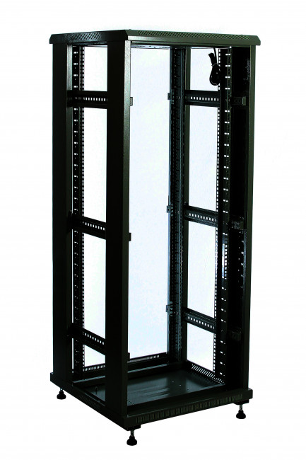 Шкаф напольный 19" черный 30U, стеклянная дверь, ширина 600 мм, глубина 1000 мм