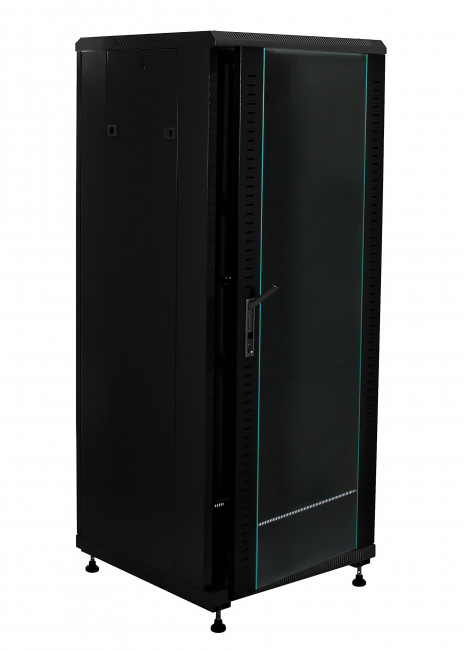 Шкаф напольный 19" чёрный 32U, стеклянная дверь, ширина 600 мм, глубина 800 мм Шкаф напольный 19" чёрный 32U, стеклянная дверь, ширина 600 мм, глубина 800 мм