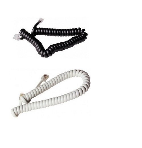 Шнур телефонный витой (4р4с) 2,5 метра белый/черный