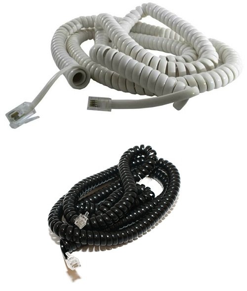Шнур телефонный витой (4р4с) 7,5 метра белый/черный