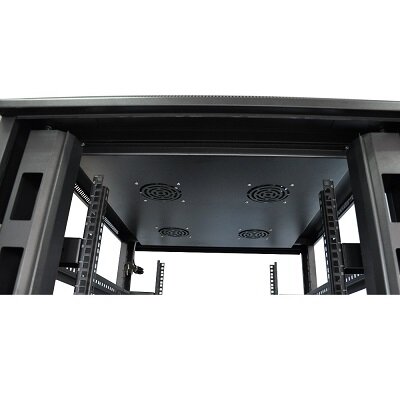 Шкаф напольный 19" чёрный 42U, перфорированная металлическая дверь, ширина 600 мм, глубина 800 мм