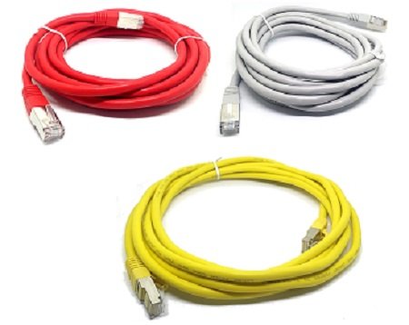 Патч-корд RJ45-RJ45, FTP4, cat.5е, 3м, литой коннектор серый/красный/желтый Патч-корд RJ45-RJ45, FTP4, cat.5е, 3м, литой коннектор серый/красный/желтый