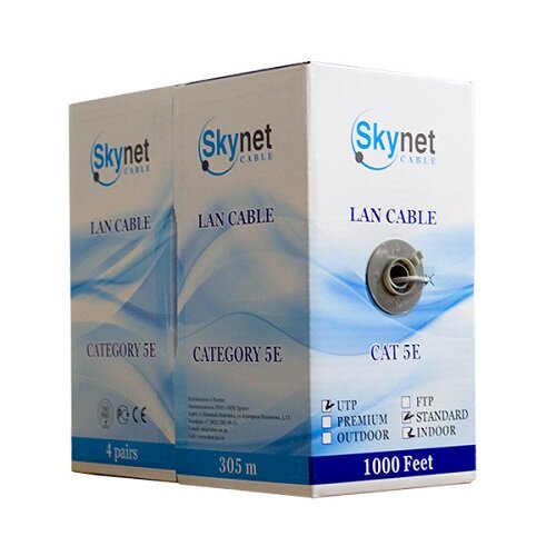 Кабель внутренний UTP 4 пары 0,48 мм SkyNet Standart серый 305 м Кабель внутренний UTP 4 пары 0,48 мм SkyNet Standart серый 305 м