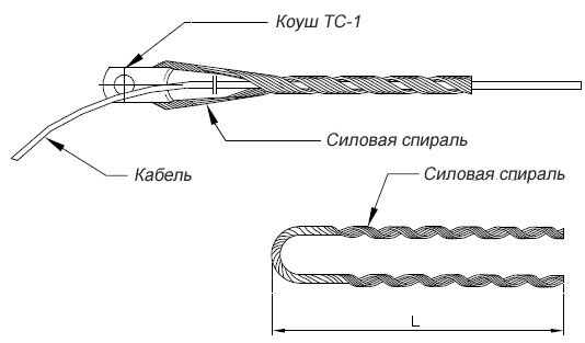 Зажим НСО-6(10)-9,5/10,5 натяжной спиральный | схема Зажим НСО-6(10)-9,5/10,5 натяжной спиральный | схема