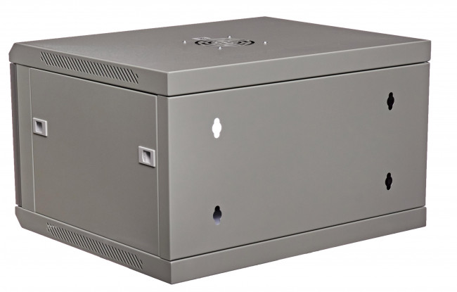 Шкаф настенный 19" серый 6U, стеклянная дверь, ширина 600 мм, глубина 450 мм