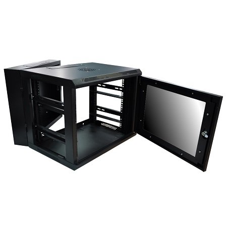 Шкаф настенный 19" чёрный 6U, стеклянная дверь, ширина 600 мм, глубина 540 мм