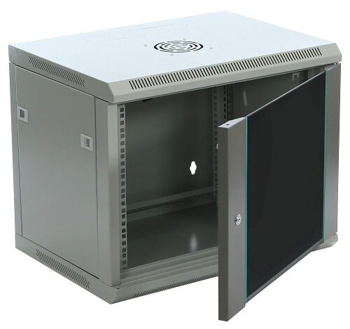 Шкаф настенный 19" серый 9U, стеклянная дверь, ширина 600 мм, глубина 500 мм Шкаф настенный 19" серый 9U, стеклянная дверь, ширина 600 мм, глубина 500 мм