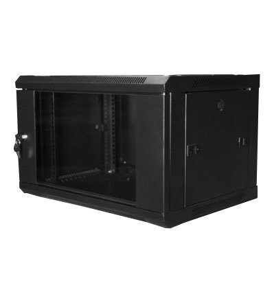 Шкаф настенный 19" чёрный 6U, стеклянная дверь, без вентилятора, ширина 600 мм, глубина 500 мм Шкаф настенный 19" чёрный 6U, стеклянная дверь, без вентилятора, ширина 600 мм, глубина 500 мм