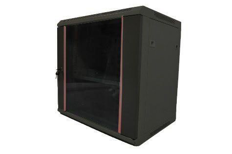 Шкаф настенный 19" чёрный 12U, стеклянная дверь, ширина 600 мм, глубина 450 мм Шкаф настенный 19" чёрный 12U, стеклянная дверь, ширина 600 мм, глубина 450 мм
