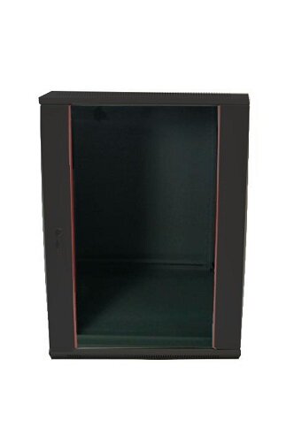 Шкаф настенный 19" чёрный 15U, стеклянная дверь, ширина 600 мм, глубина 500 мм