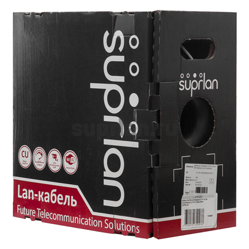 Кабель внутренний UTP 4 пары 0,48 мм SUPRLAN Standart серый 305 м Кабель внутренний UTP 4 пары 0,48 мм SUPRLAN Standart серый 305 м