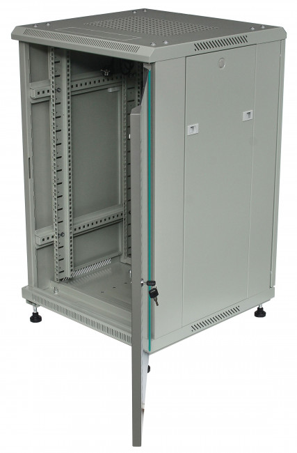 Шкаф напольный 19" серый 18U, стеклянная дверь, ширина 600 мм, глубина 600 мм Шкаф напольный 19" серый 18U, стеклянная дверь, ширина 600 мм, глубина 600 мм
